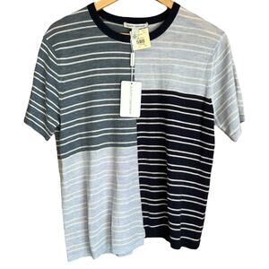 autumn cashmere Women’s Asymmetrical Patchwork Stripe Tee Size L NWT